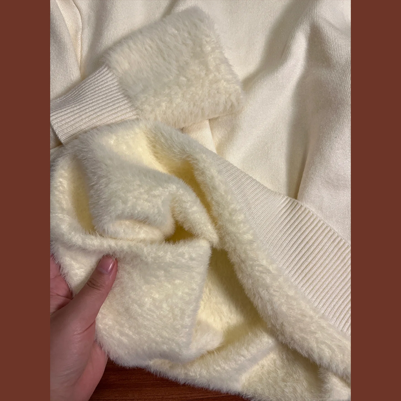 高領毛衣女秋冬季新款加絨加厚仿水貂絨高級感寬鬆內搭打底衫上衣