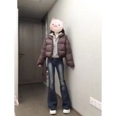 批发2024春夏大码弹力显瘦新款做旧复古水洗压褶微喇紧身牛仔<b class='q'>裤</b>