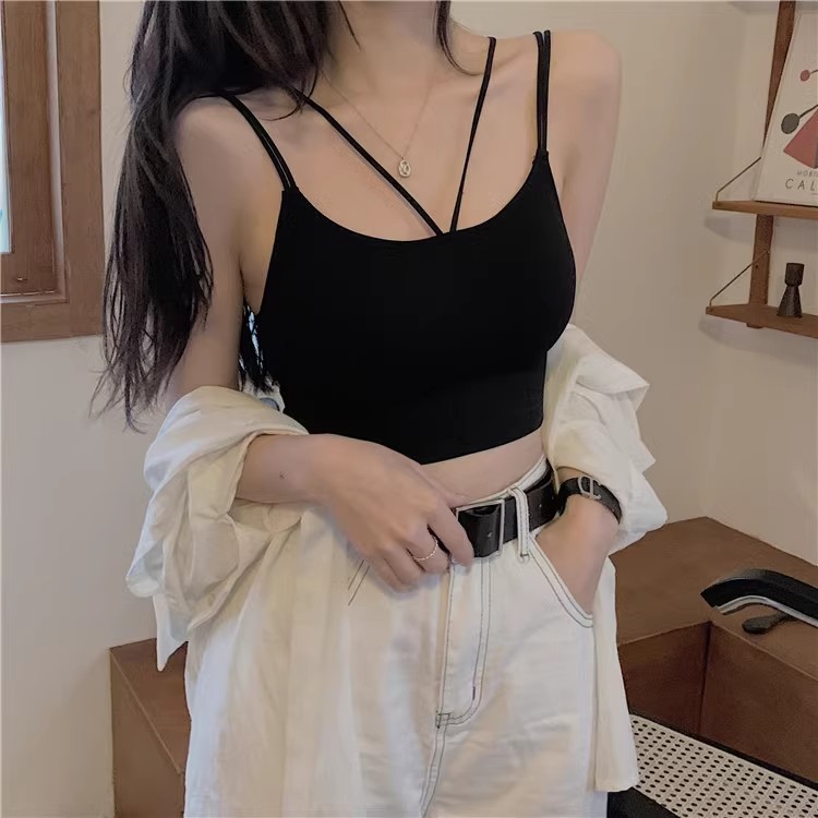 Chic small camisole women's summer inner and outer wear Internet celebrity slimming sleeveless waist tube top top off the shoulder