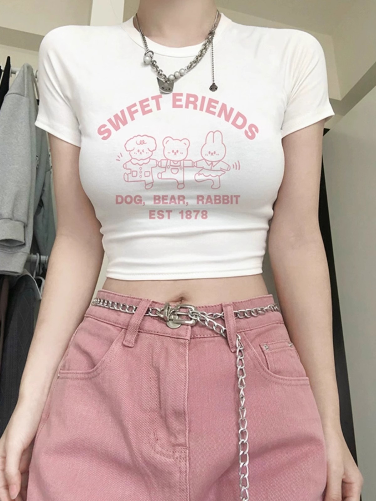 Pure cotton 210g 40 count Odell with elastic live quality front printed short slim fit t-shirt for women