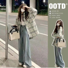 批发2026早春装大码格子衬衫设计感法式衬衣长袖上衣