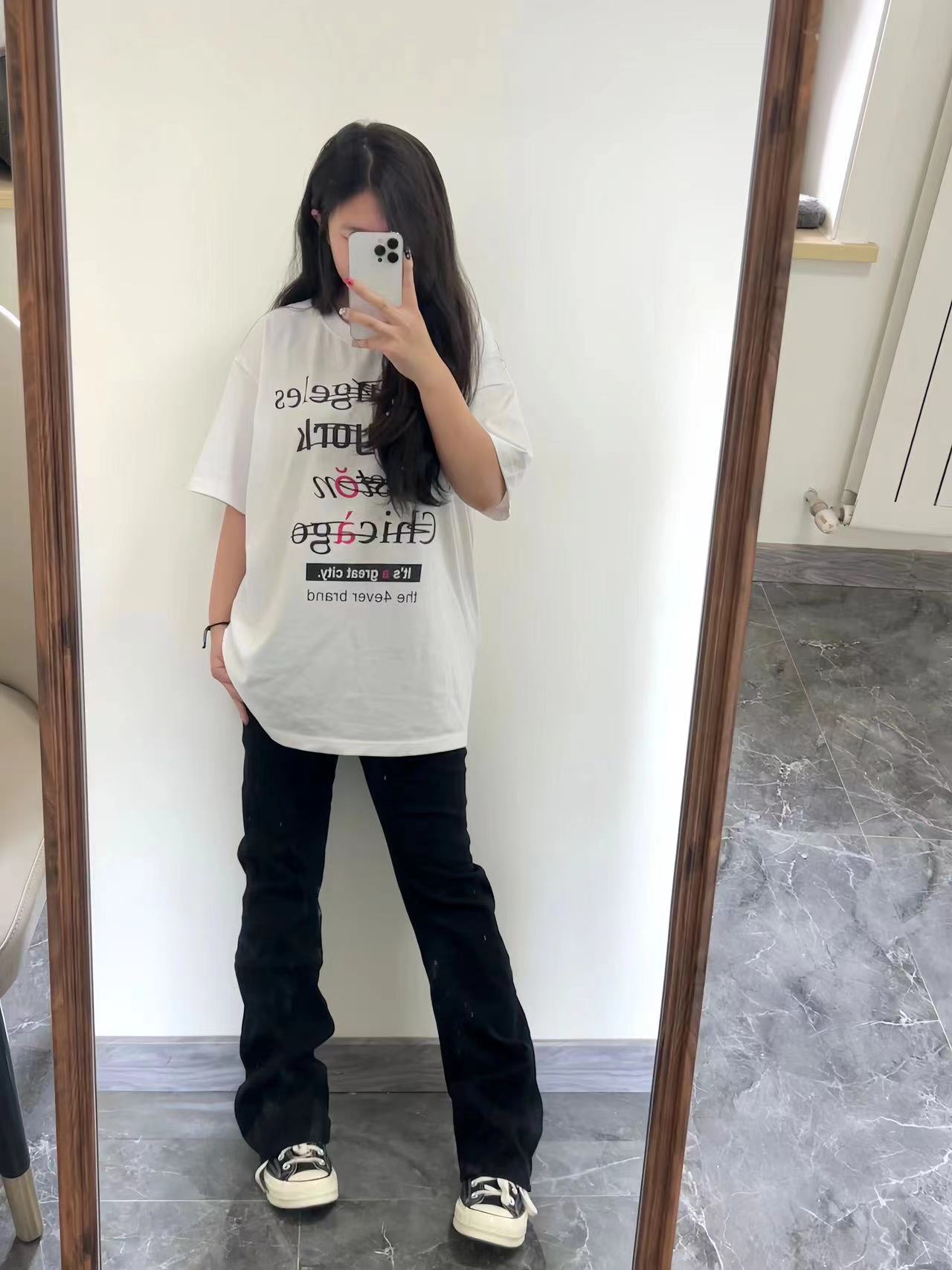 高質量純棉220克精梳緊密手感好直播品質前印花短袖t恤女