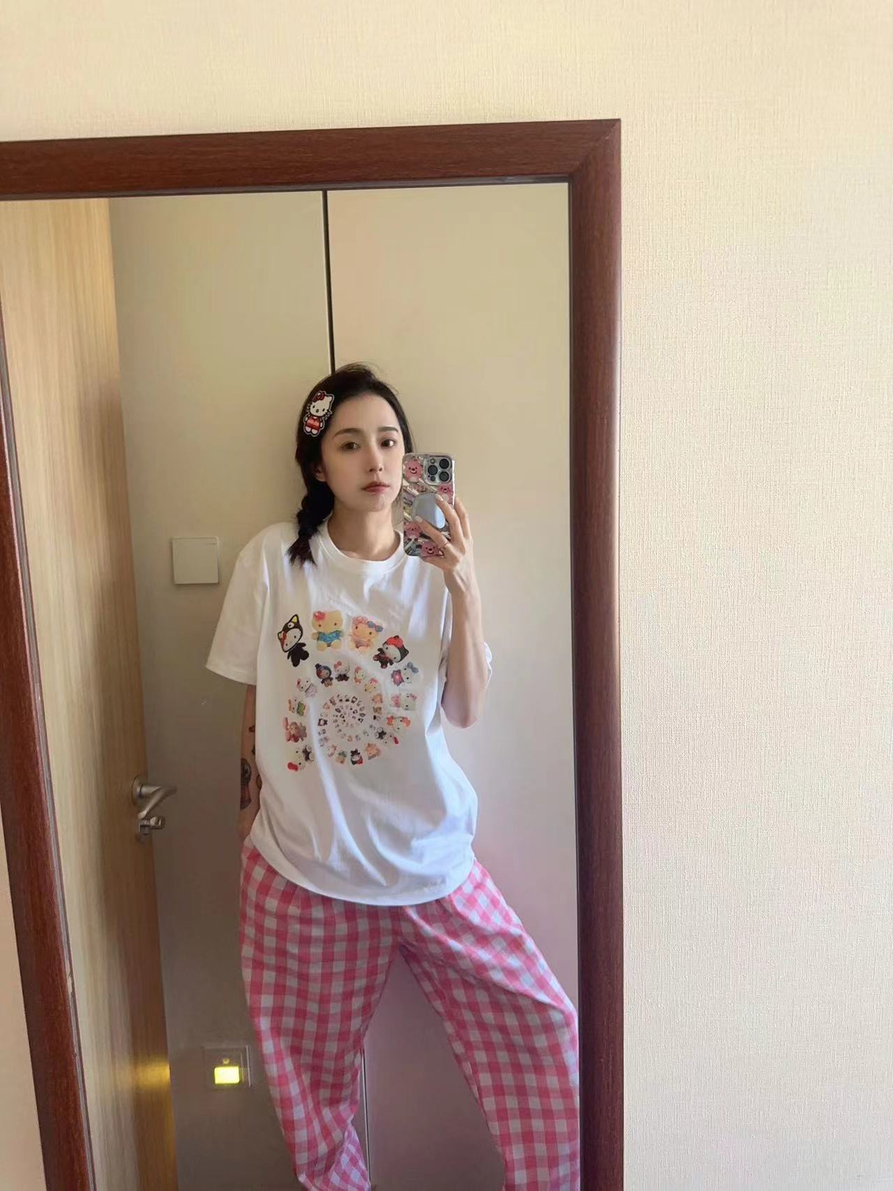 高質量純棉220克精梳緊密手感好直播品質前印花短袖t恤女