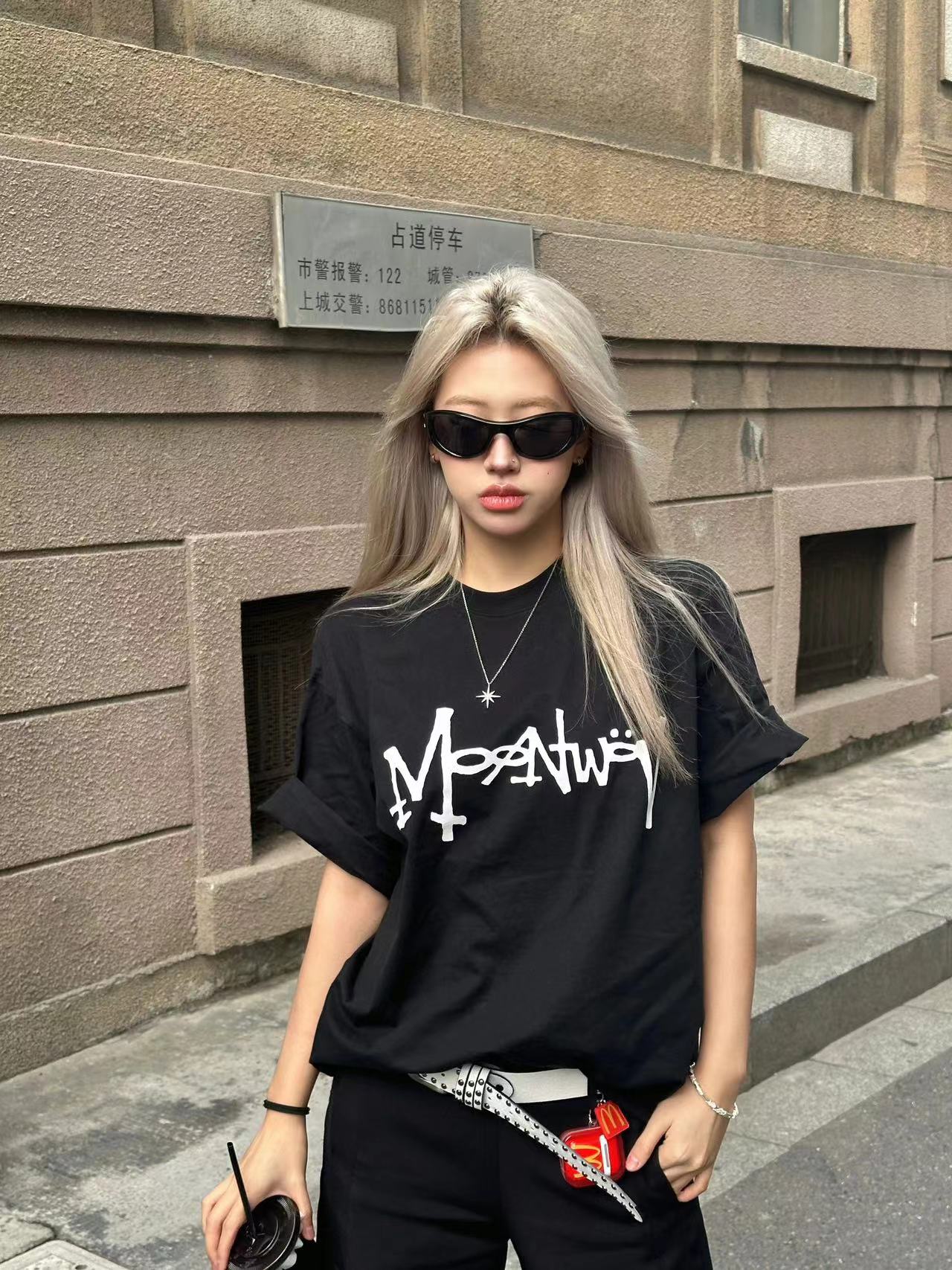 高質量純棉220克精梳緊密手感好直播品質前印花短袖t恤女