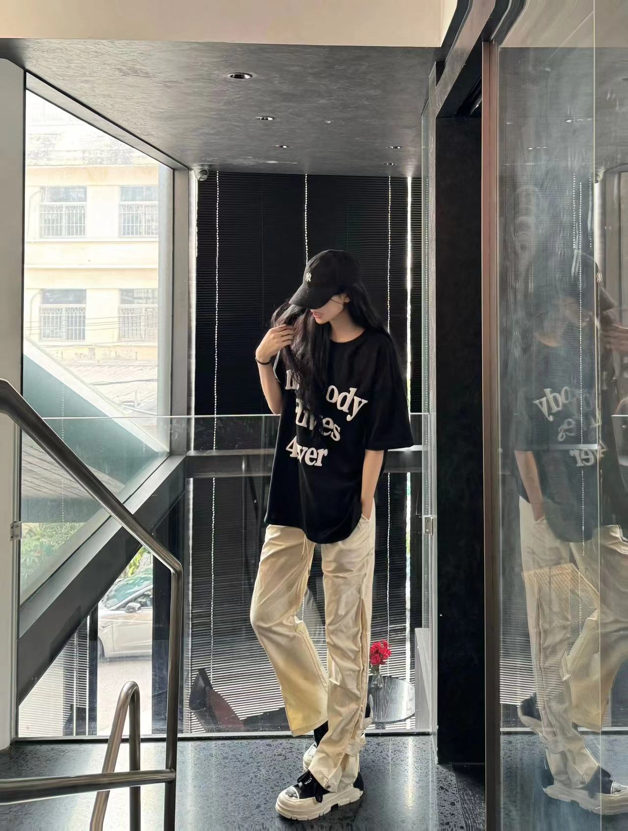 高質量純棉220克精梳緊密手感好直播品質前印花短袖t恤女