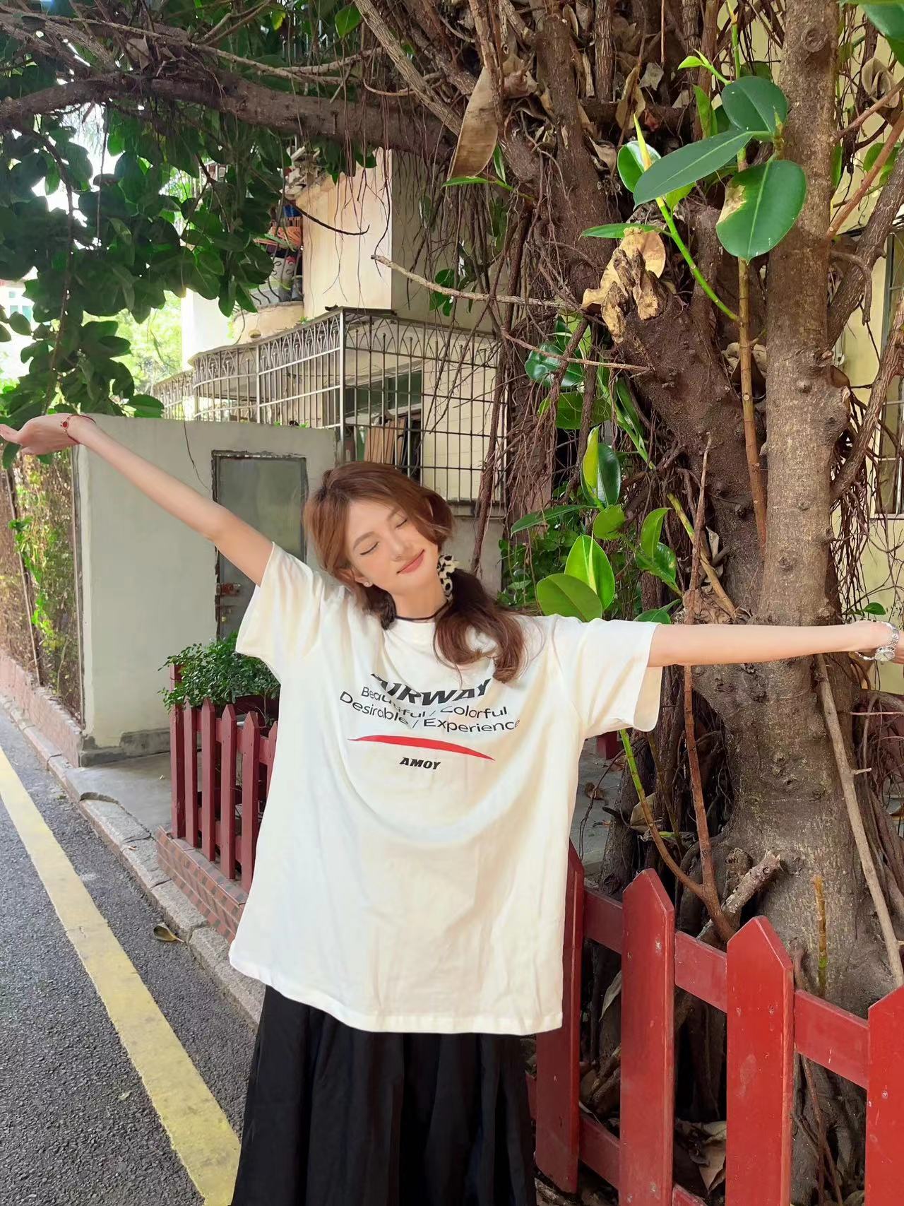 高質量純棉220克精梳緊密手感好直播品質前印花短袖t恤女