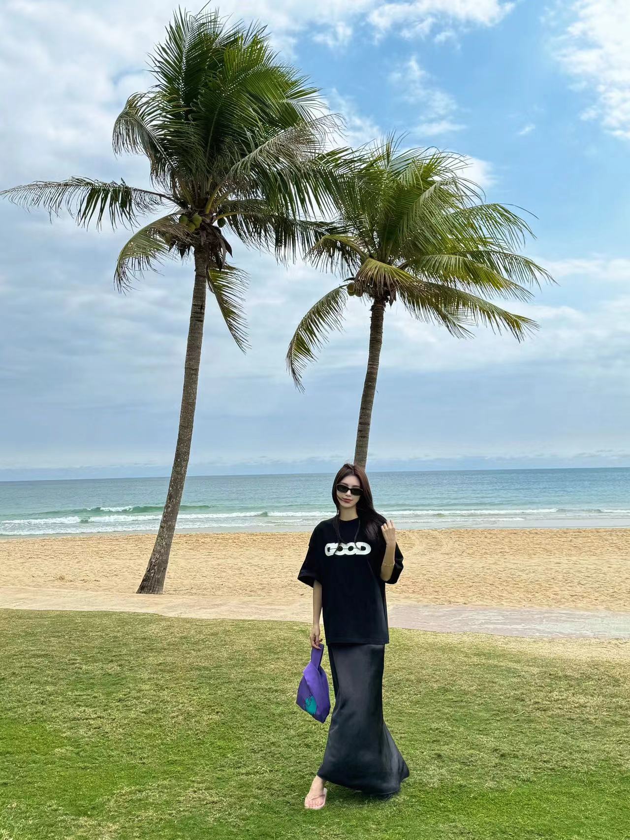高質量純棉220克精梳緊密手感好直播品質前印花短袖t恤女