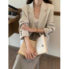 批发实拍～<b class='q'>韩国</b>chic春季小众设计款立领排扣宽松纯色长袖衬衫