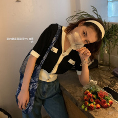 批发设计感小香风宽松冰丝V领针织开衫女夏季2026年新款薄款外搭上衣