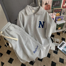 批发M到4XL原版华夫格运动<b class='q'>套装</b>女宽松短袖韩版潮流短裤休闲两件套