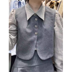 批发2026年夏季新款简约衬衫+<b class='q'>百搭</b>马甲+高腰半身裙时尚三件套女