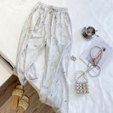批发冰丝休闲裤女2026夏季新款<b class='q'>时尚</b>高腰宽松阔腿学生拖地长裤潮