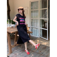 批发仿棉牛奶丝# 夏季无袖<b class='q'>T</b><b class='q'>恤</b>长裙<b class='q'>原宿风</b>学生上衣女背心连衣裙