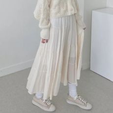 批发已出货 韩国chic高腰显瘦百搭拼接蛋糕裙<b class='q'>复古</b>雪纺半身裙