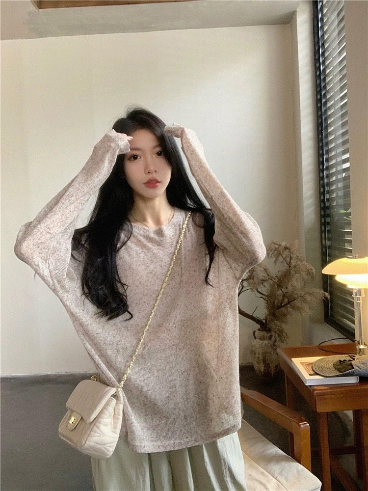 Original fabric, lazy style, casual, thin, sun-proof long-sleeved T-shirt for women, loose, slim and chic in summer, white