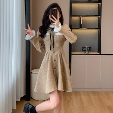 批发<b class='q'>韩版</b>千金公主小香风连衣裙女2026秋冬新款高级感收腰气质A字短裙