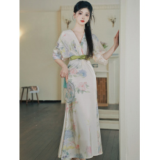 批发轻奢气质高级感<b class='q'>连衣裙</b>女新中式V领小众礼服长裙女