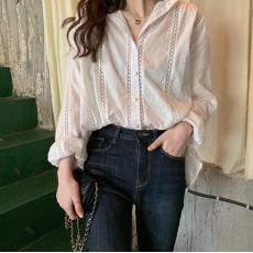 批发2026早春装法式镂空拼接时尚百搭提花大码女装衬衫