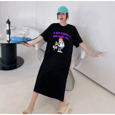 批发仿棉牛奶丝#加大加肥睡宽松夏季睡裙胖mmT恤裙<b class='q'>孕妇</b><b class='q'>连衣裙女</b>跨境