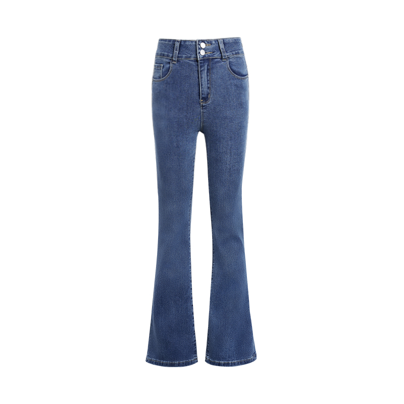 Real shot spring hot girl low-waisted bell-bottomed floor-length pants slimming slim jeans for women