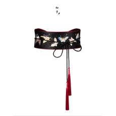 批发2024彩蝶绣花复古中国风流苏腰封刺绣百搭绑带装饰束腰可调节腰带