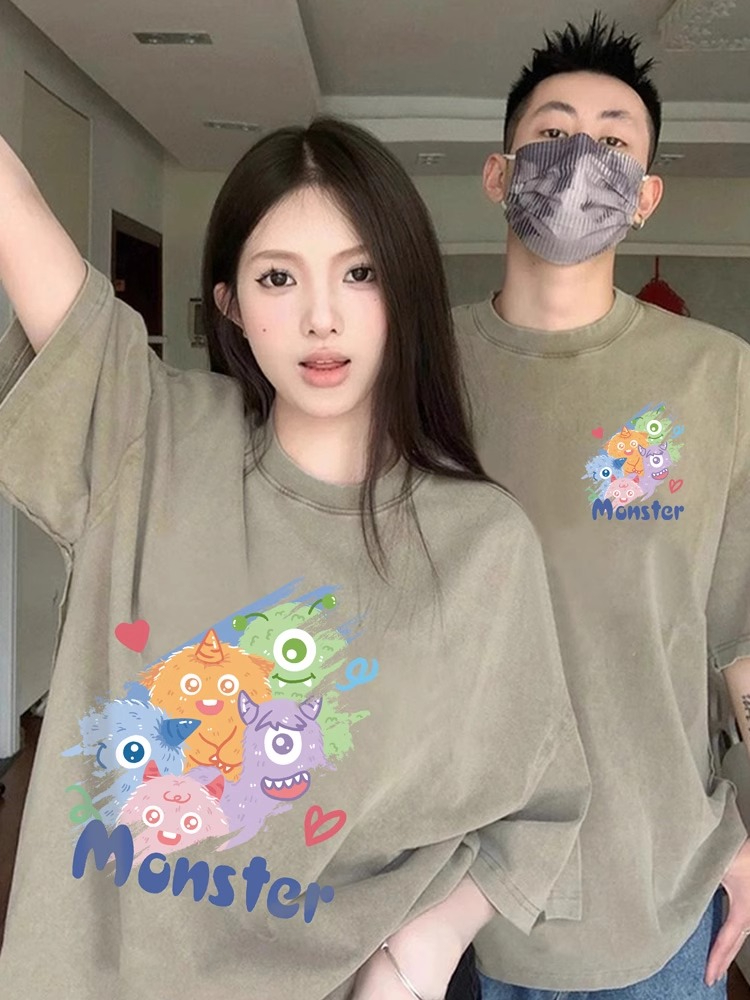 不一樣情侶裝夏裝2024新款高級感特別的小眾設計感超火短袖t恤潮