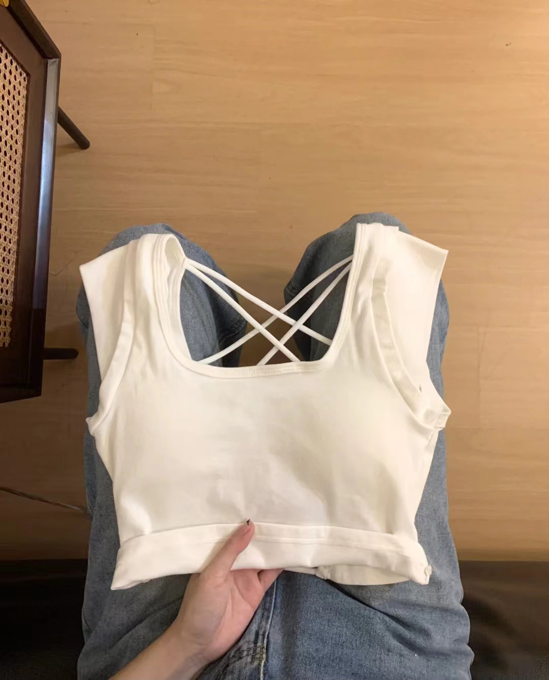 純棉帶胸墊 辣妹露背吊帶背心女夏季外穿美背帶胸墊短款上衣