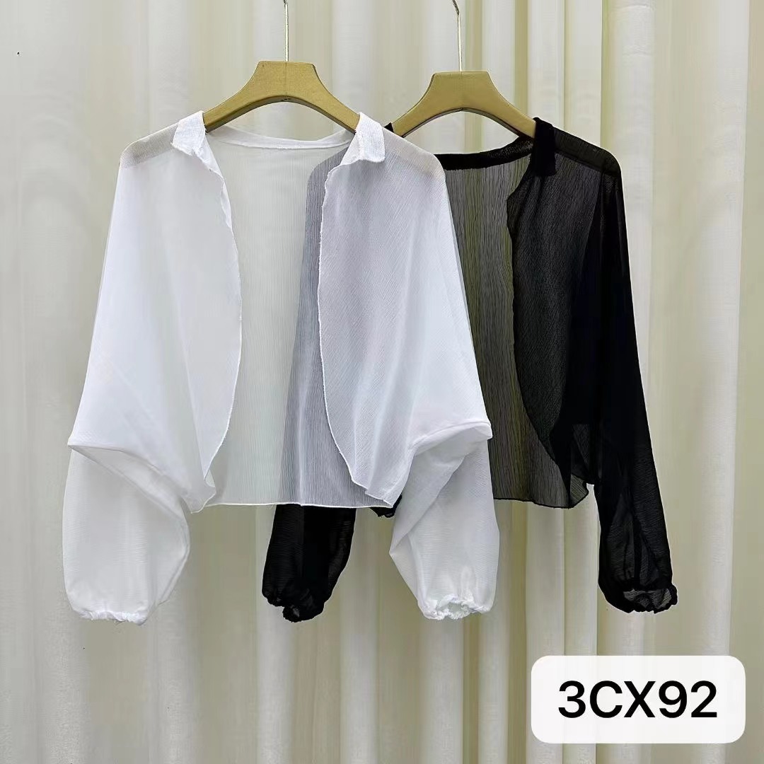 French chiffon sun protection cardigan women's small shawl coat summer thin small waistcoat high-end short outer top