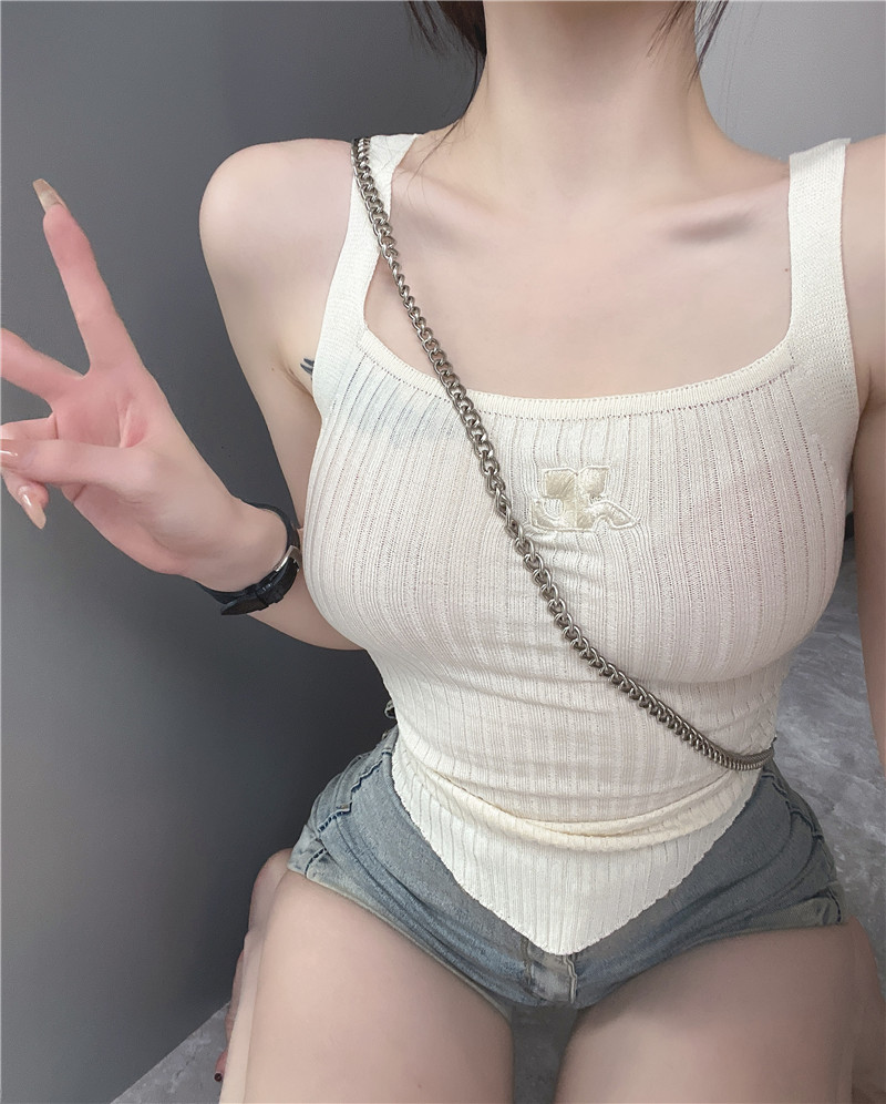 無袖美背內搭打底吊帶針織背心女夏外穿設計感小眾辣妹短款上衣潮