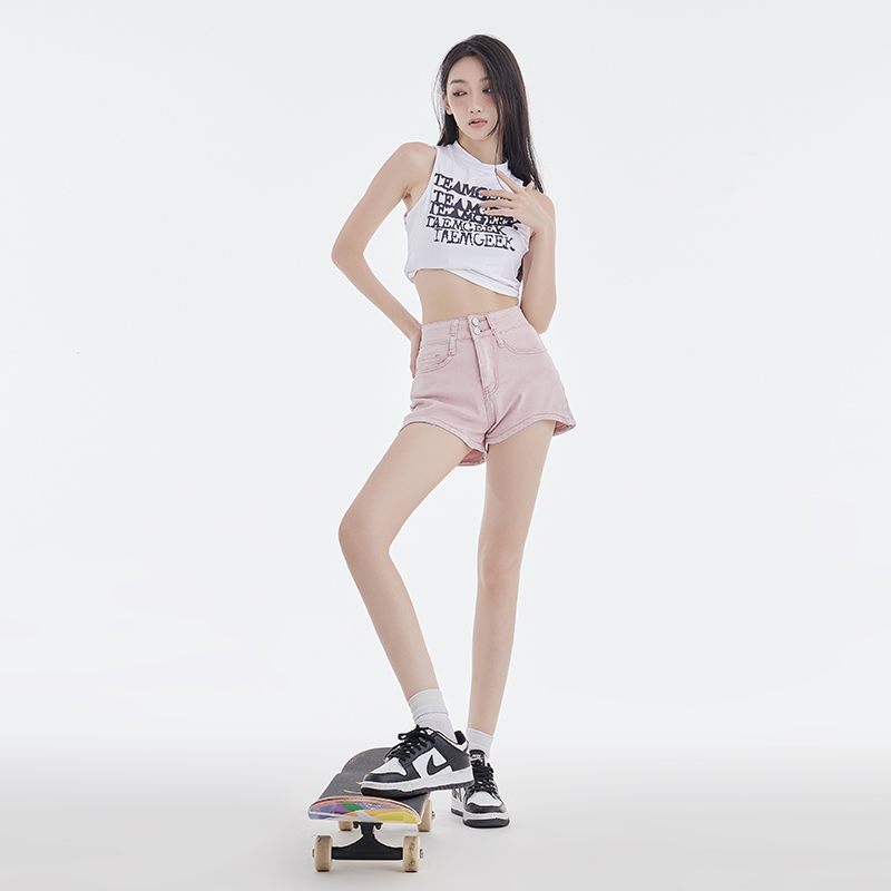 實拍~美式辣妹風2024夏季韓版百搭新款高腰包臀緊身a字熱褲子女潮