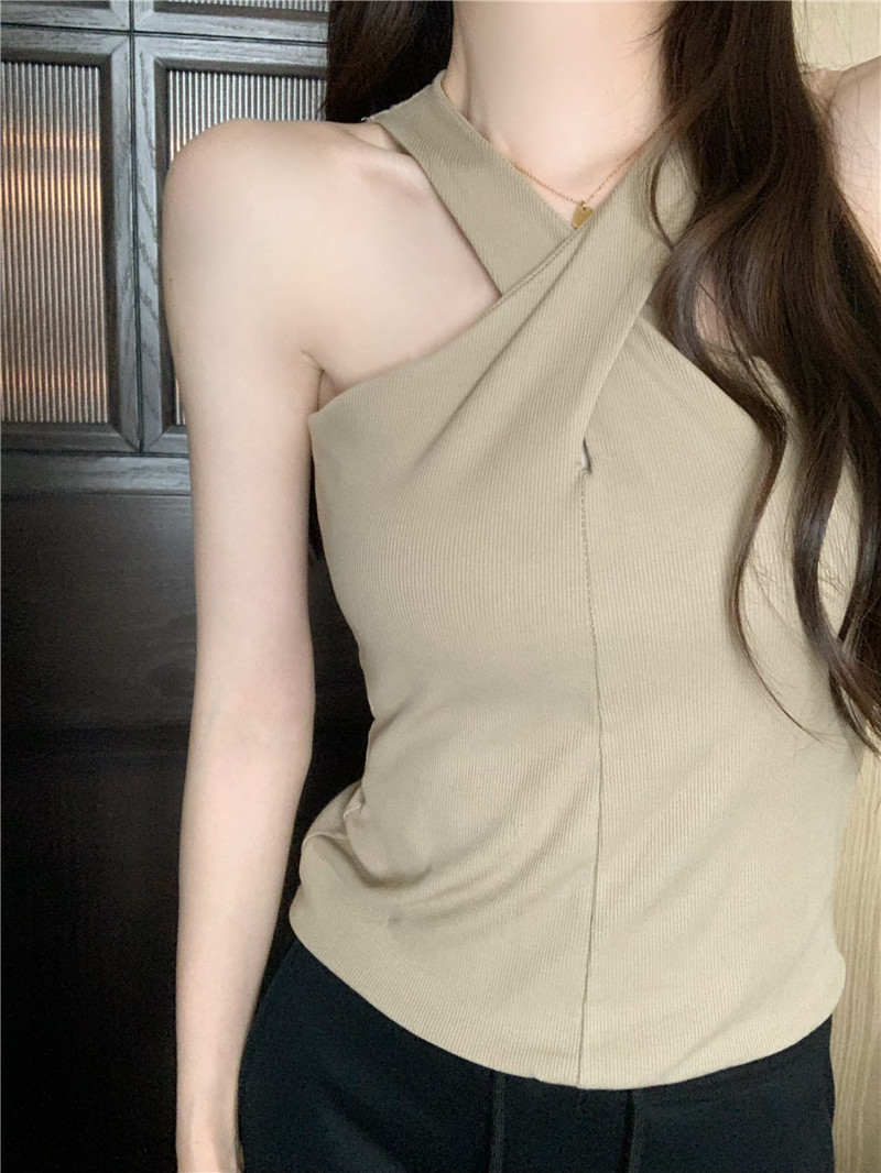 Real shot~Sexy chest cross basic camisole slim design sexy hot girl sleeveless top