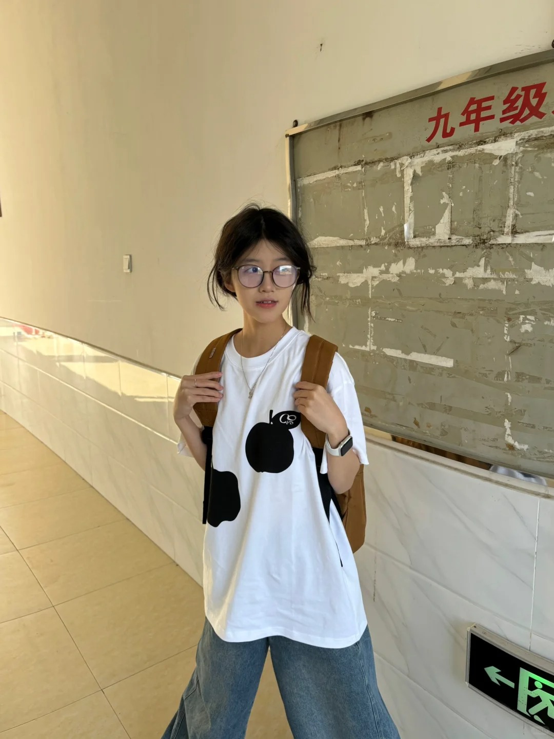 咕咕白 美式街頭字母印花短袖男女寬鬆圓領cleanfit情侶上衣夏新