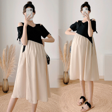 批发实拍孕妇<b class='q'>夏装</b><b class='q'>连衣裙</b>夏季薄款露肩夏季中长款裙子短袖<b class='q'>连衣裙</b>