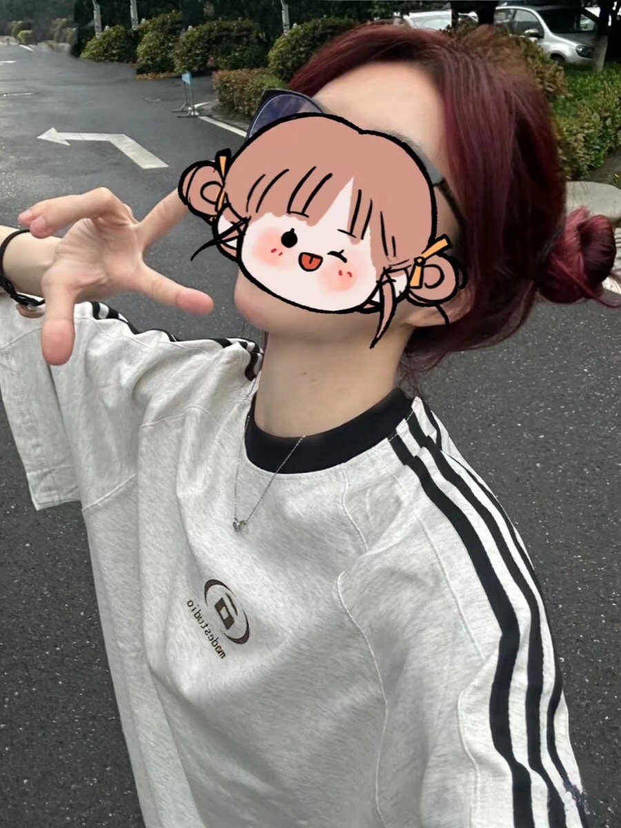 美式復古重磅三條槓純棉短袖t恤女夏高街潮牌oversize半袖上衣服