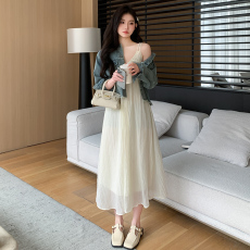 批发实拍现 2026新款春夏装大码女装胖MM吊带连衣裙<b class='q'>牛仔</b>外套两件套