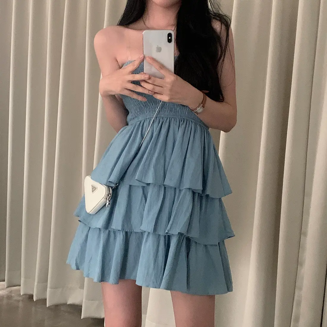 크림톤 블라우스 원피스 상세 이미지 4