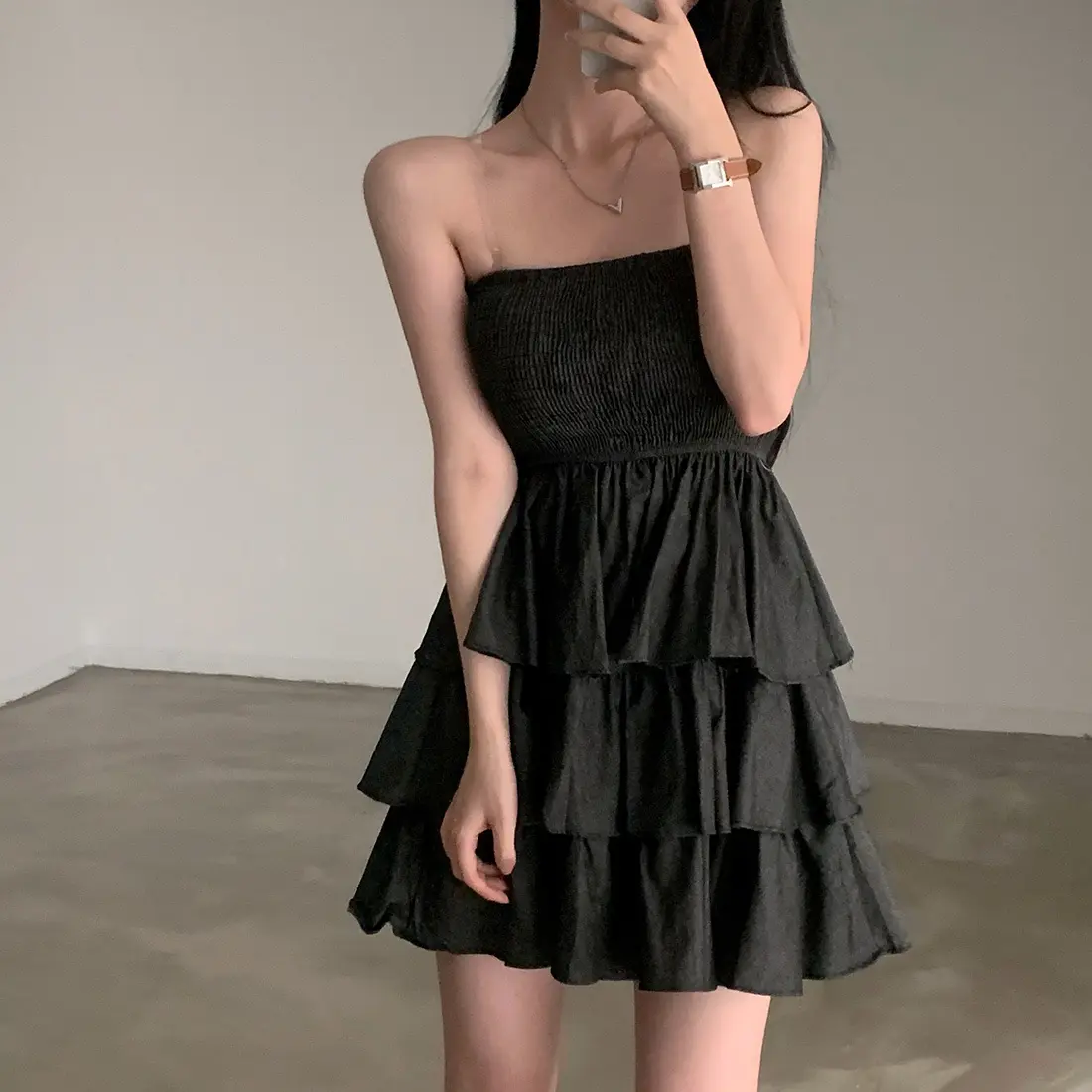 크림톤 블라우스 원피스 상세 이미지 6