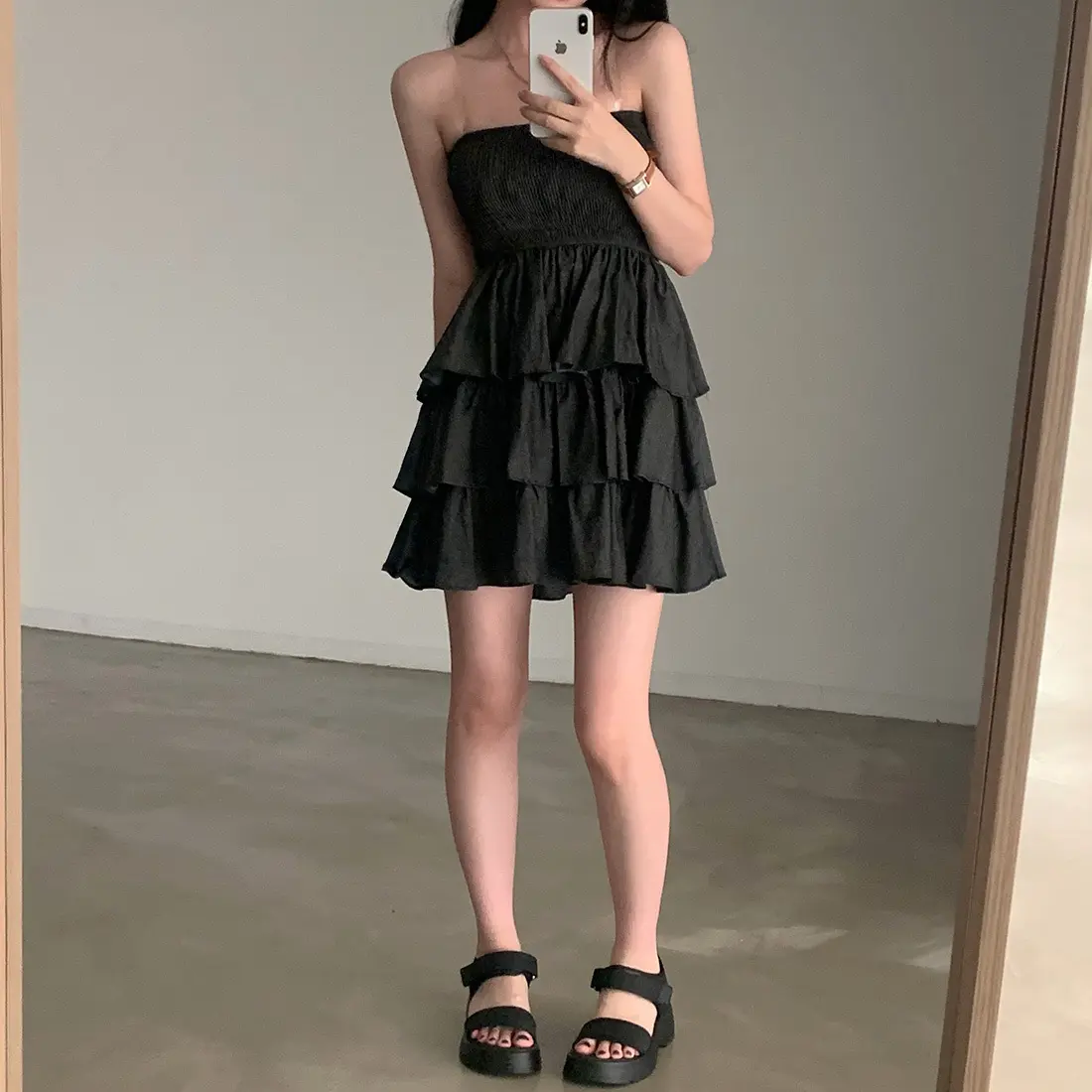 크림톤 블라우스 원피스 상세 이미지 7