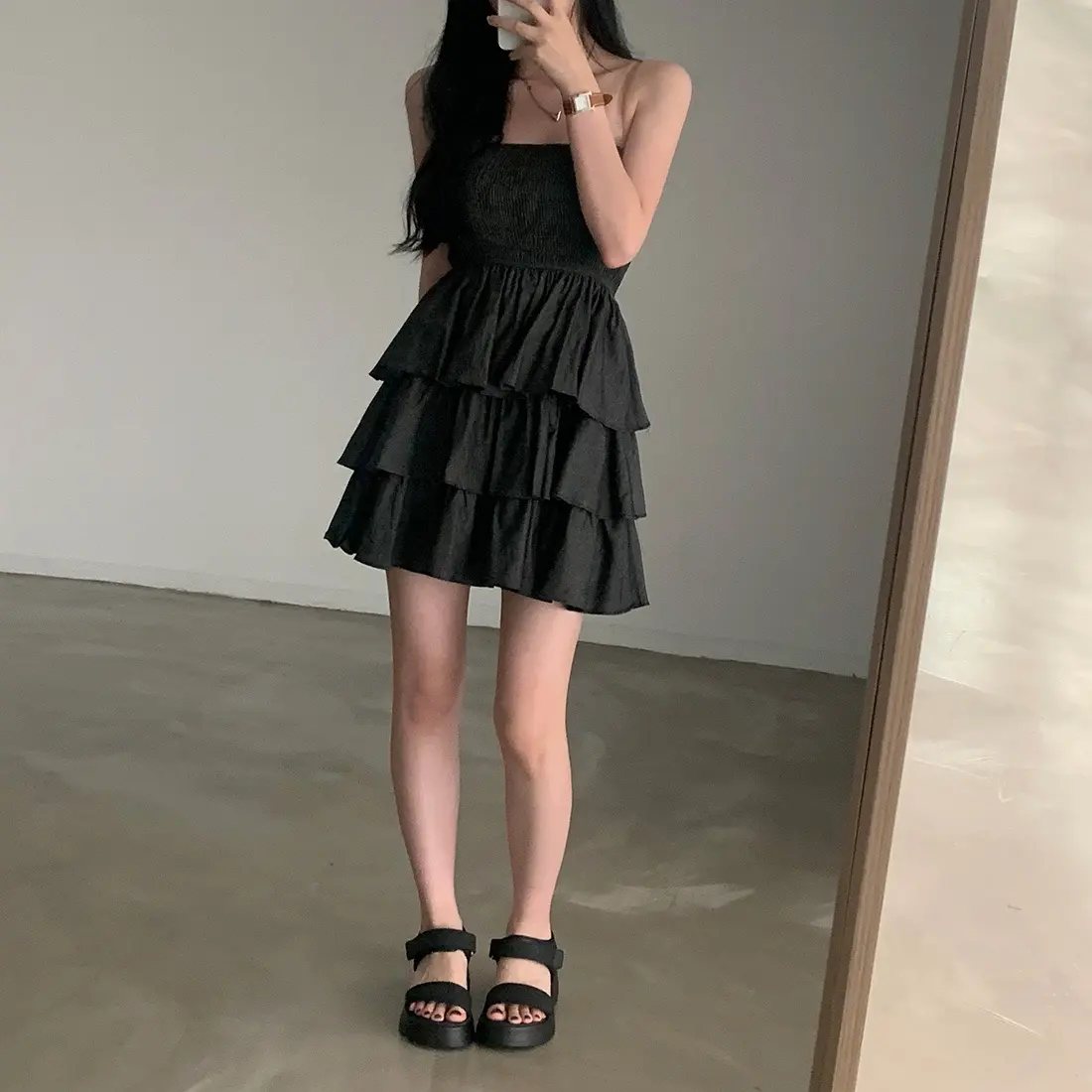 크림톤 블라우스 원피스 상세 이미지 8