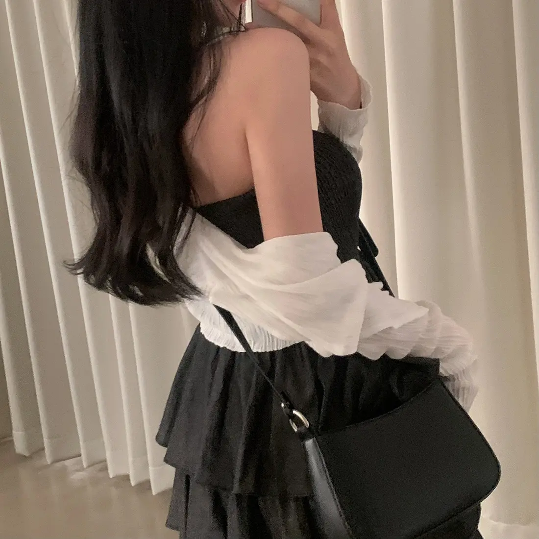 크림톤 블라우스 원피스 상세 이미지 14