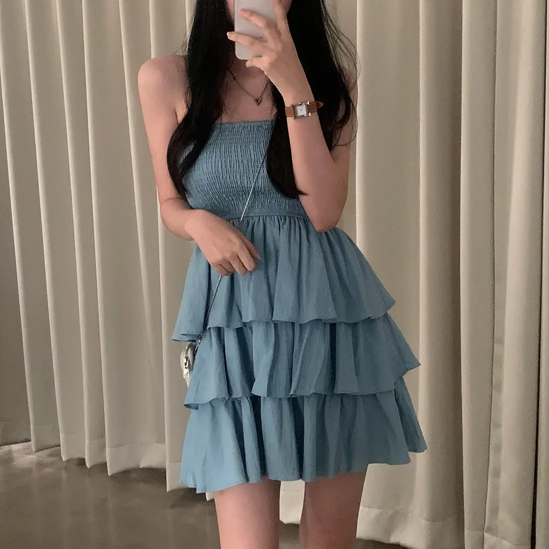 크림톤 블라우스 원피스 상세 이미지 22