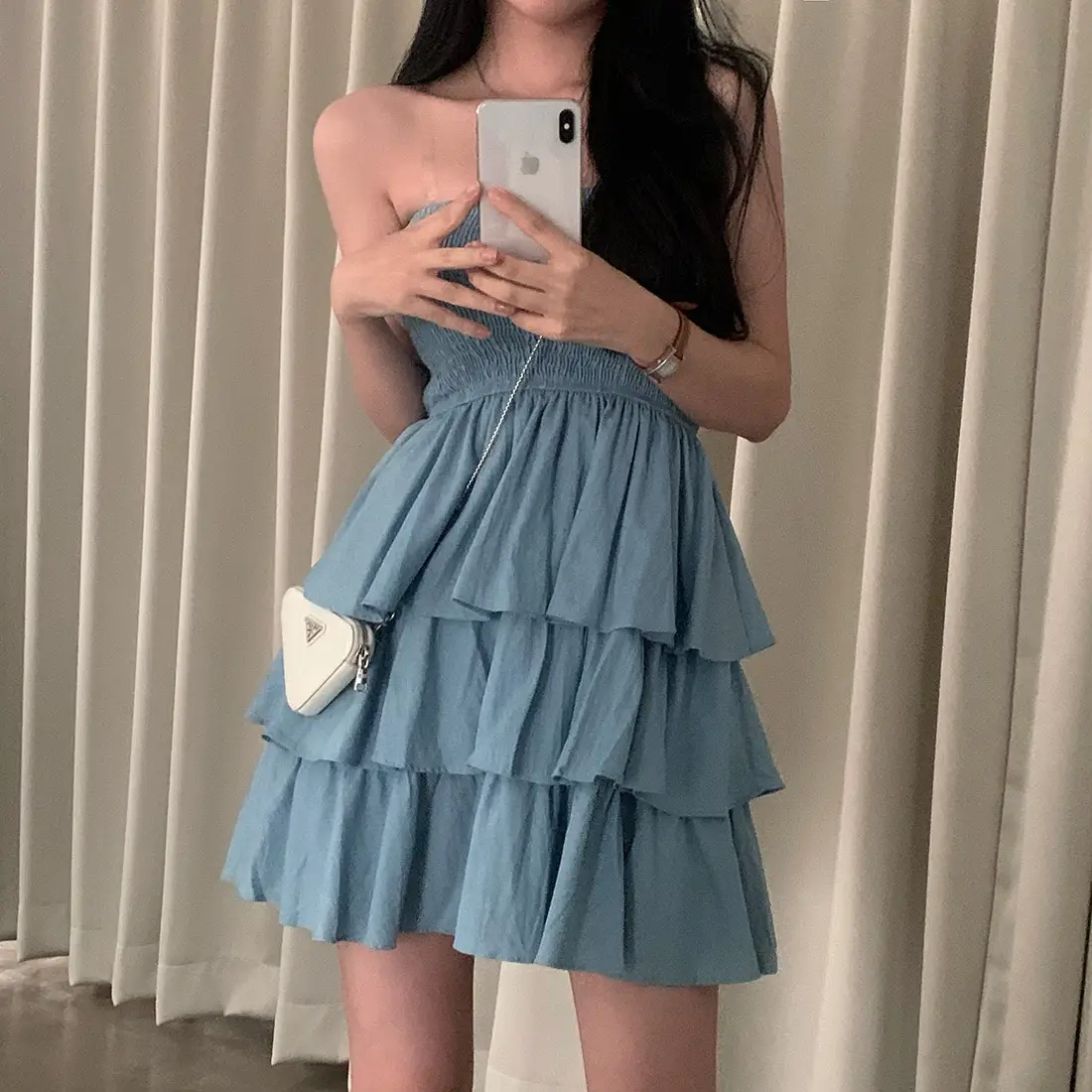 크림톤 블라우스 원피스 상세 이미지 24