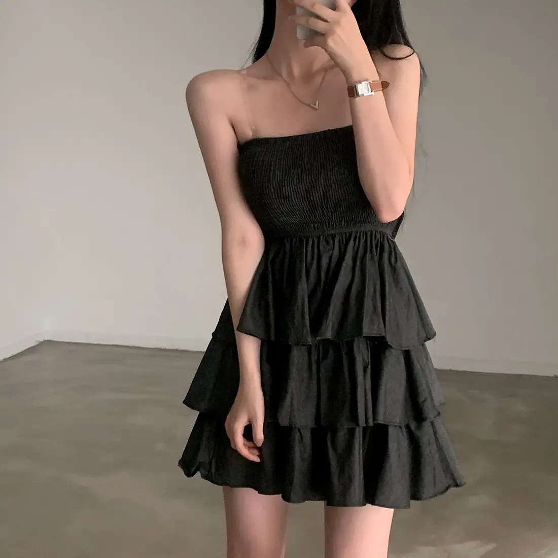 크림톤 블라우스 원피스 상세 이미지 26
