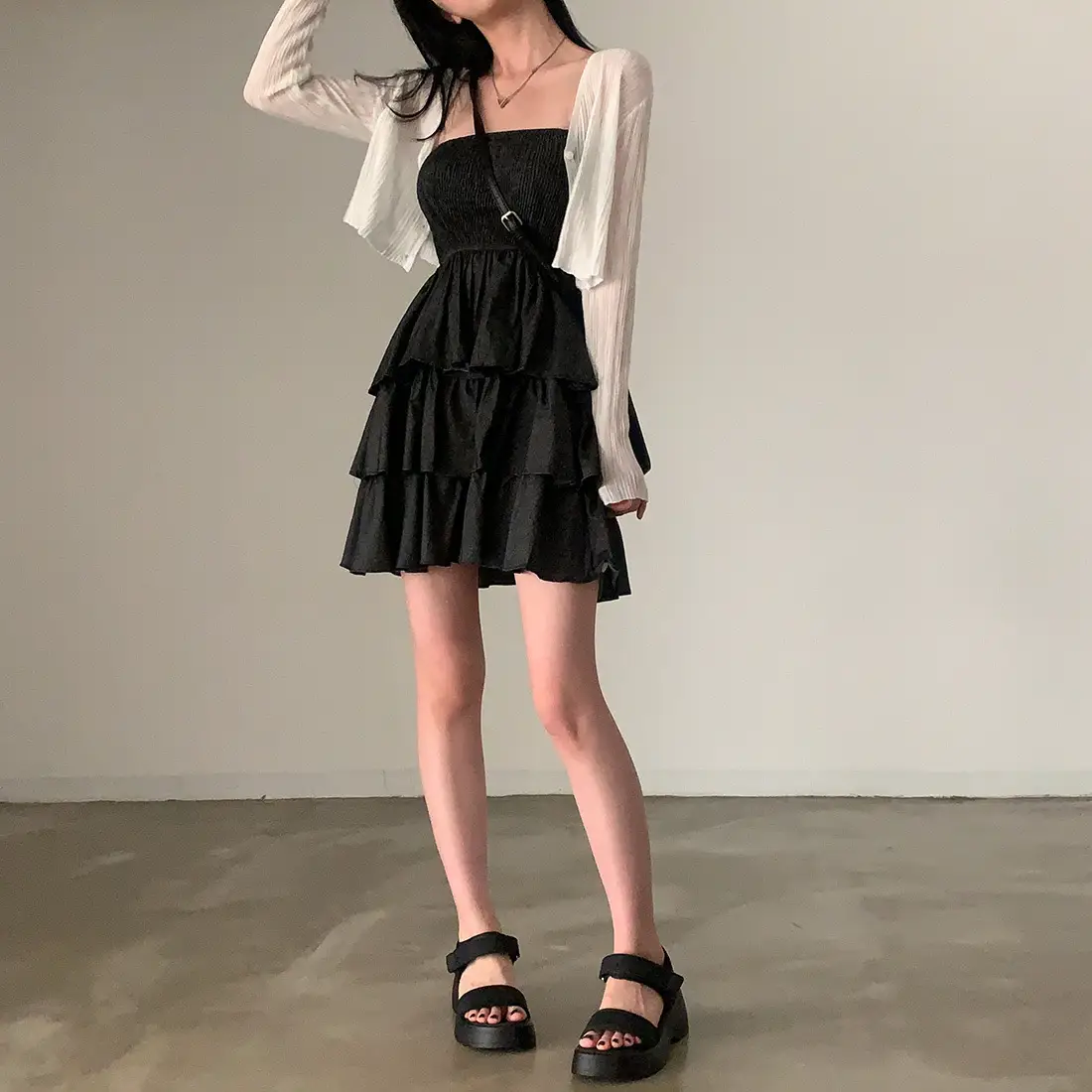 크림톤 블라우스 원피스 상세 이미지 30