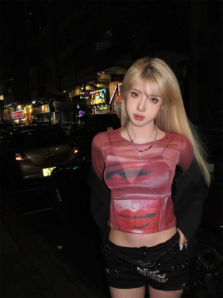 美式復古純欲網紗設計感小眾薄款夏季防曬氣質上衣女