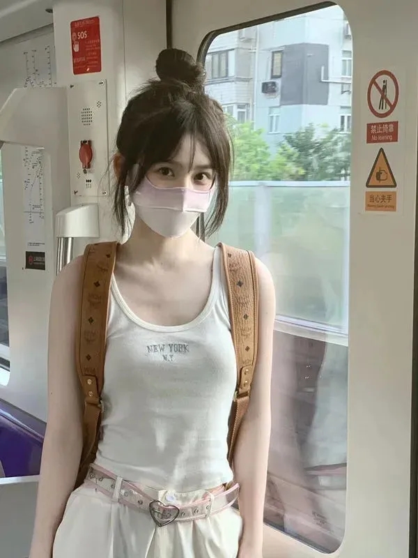 韓系BM風甜辣妹吊帶背心無袖純欲風顯瘦高級感上衣女