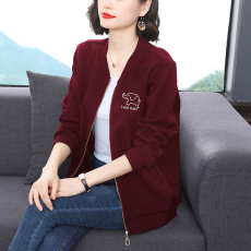 批发春秋2026年新款长袖外套女纯色百搭洋气大象刺绣珠片宽松拉链开衫