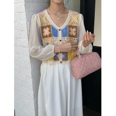 批发春季新款法式<b class='q'>衬衫</b>女设计感镂空钩花拼接雪纺<b class='q'>长袖</b>上衣女