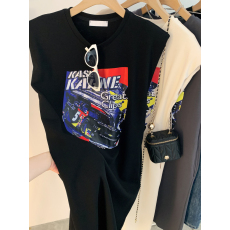 批发仿棉牛奶丝# 夏季无袖<b class='q'>T</b><b class='q'>恤</b>中长款<b class='q'>原宿</b><b class='q'>个性</b>字母背心连衣裙子