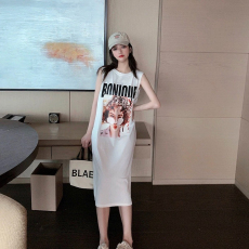 批发仿棉牛奶丝# 夏季无袖<b class='q'>T</b><b class='q'>恤</b>长裙韩系慵懒<b class='q'>原宿</b><b class='q'>个性</b>甜酷上衣女背心裙